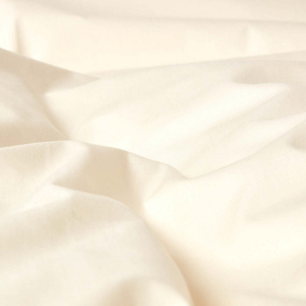 Drap plat uni 100 % coton égyptien 200 fils ivoire, 180x290 cm - HOMESCAPES
