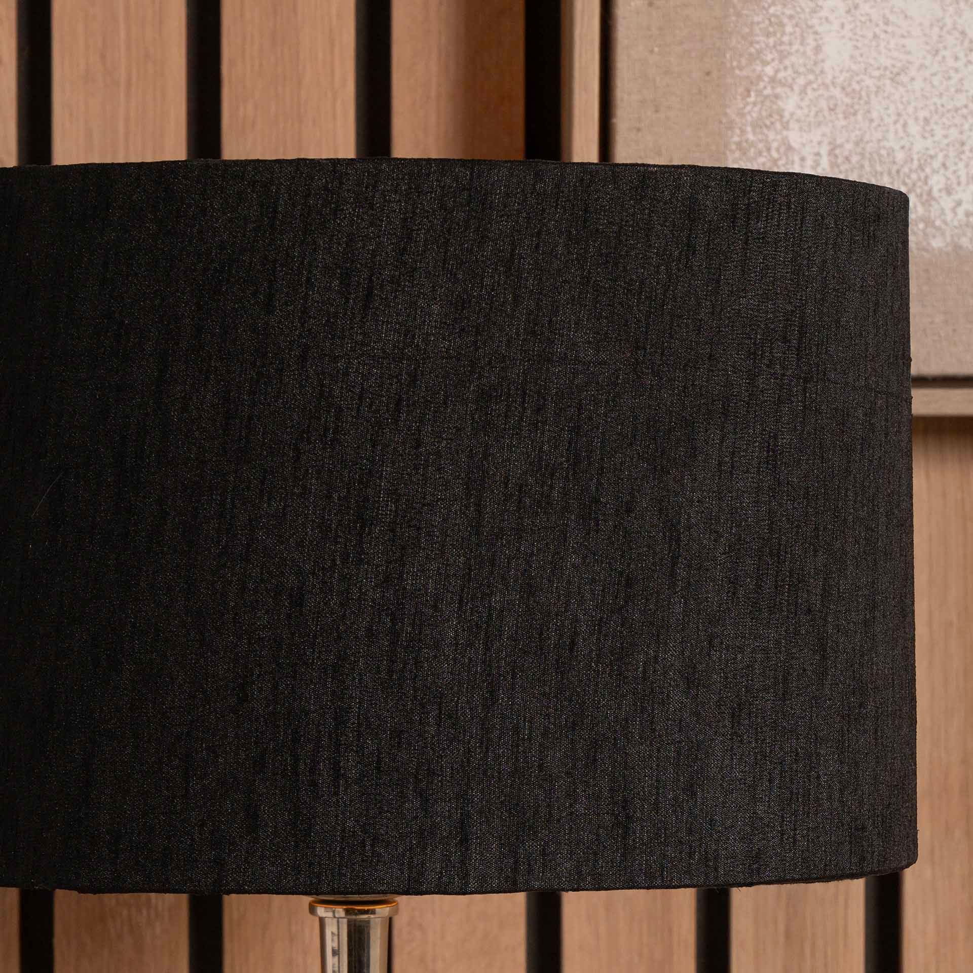 Ruma Black Slubbed Faux Silk Gold Lined Cylinder Shade for Floor Lamp