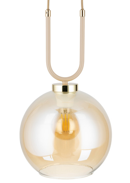 Lampa Wisząca Mora Beżowo-złota 1xE27 20 cm Nowoczesny Salon Taupe