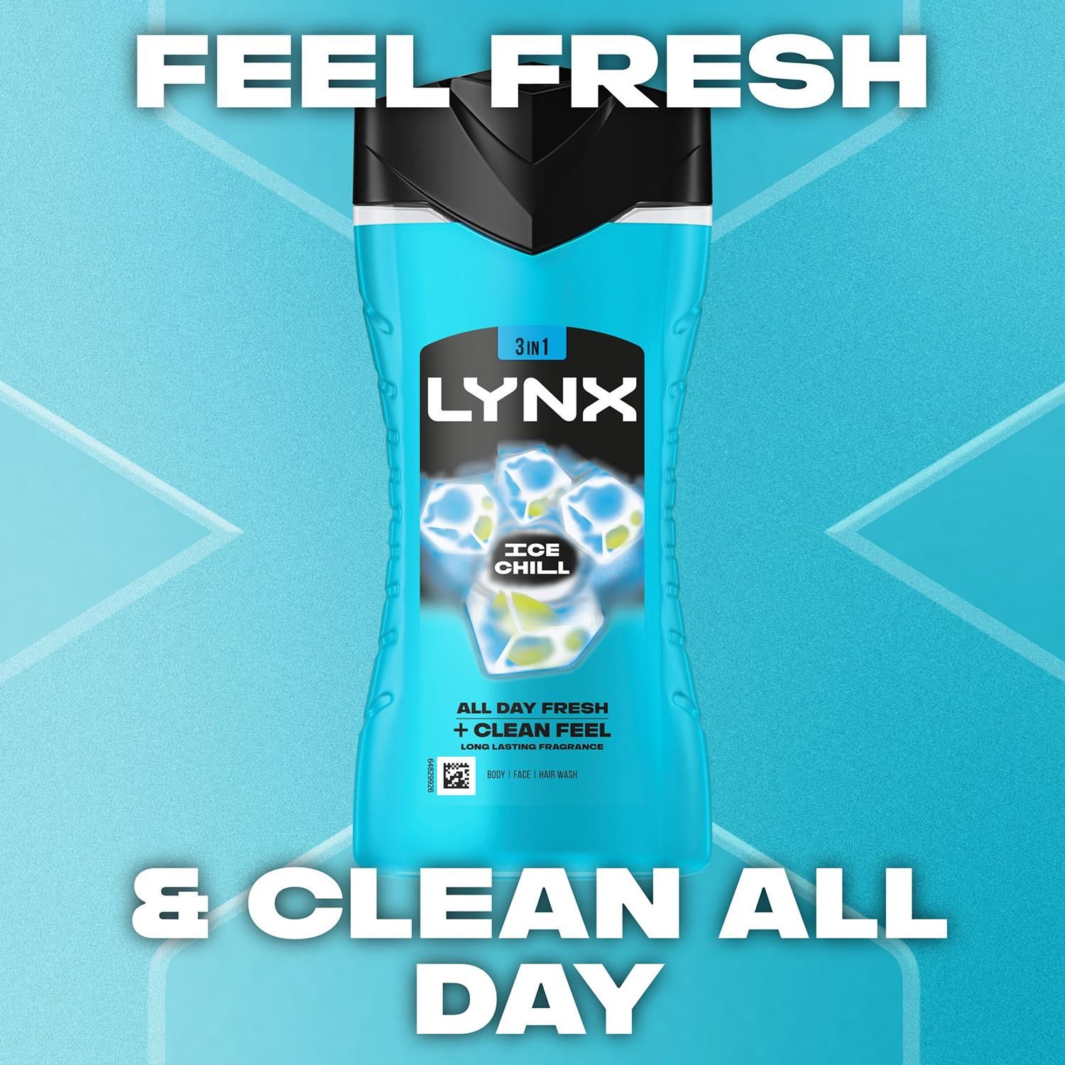 Lynx Ice Chill Shower Gel Bodywash, 500ml & Anti-Perspirant Spray 250ml