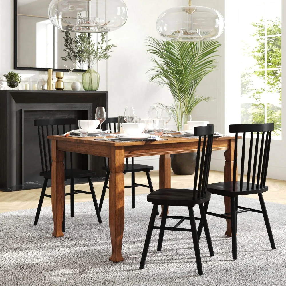 Solid Wood Commercial Grade Dining Table with Turned Legs - 47D x 36.25W x 30.25H