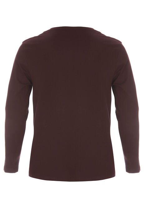 Mens Burgundy Cotton Long Sleeve Pyjama Top
