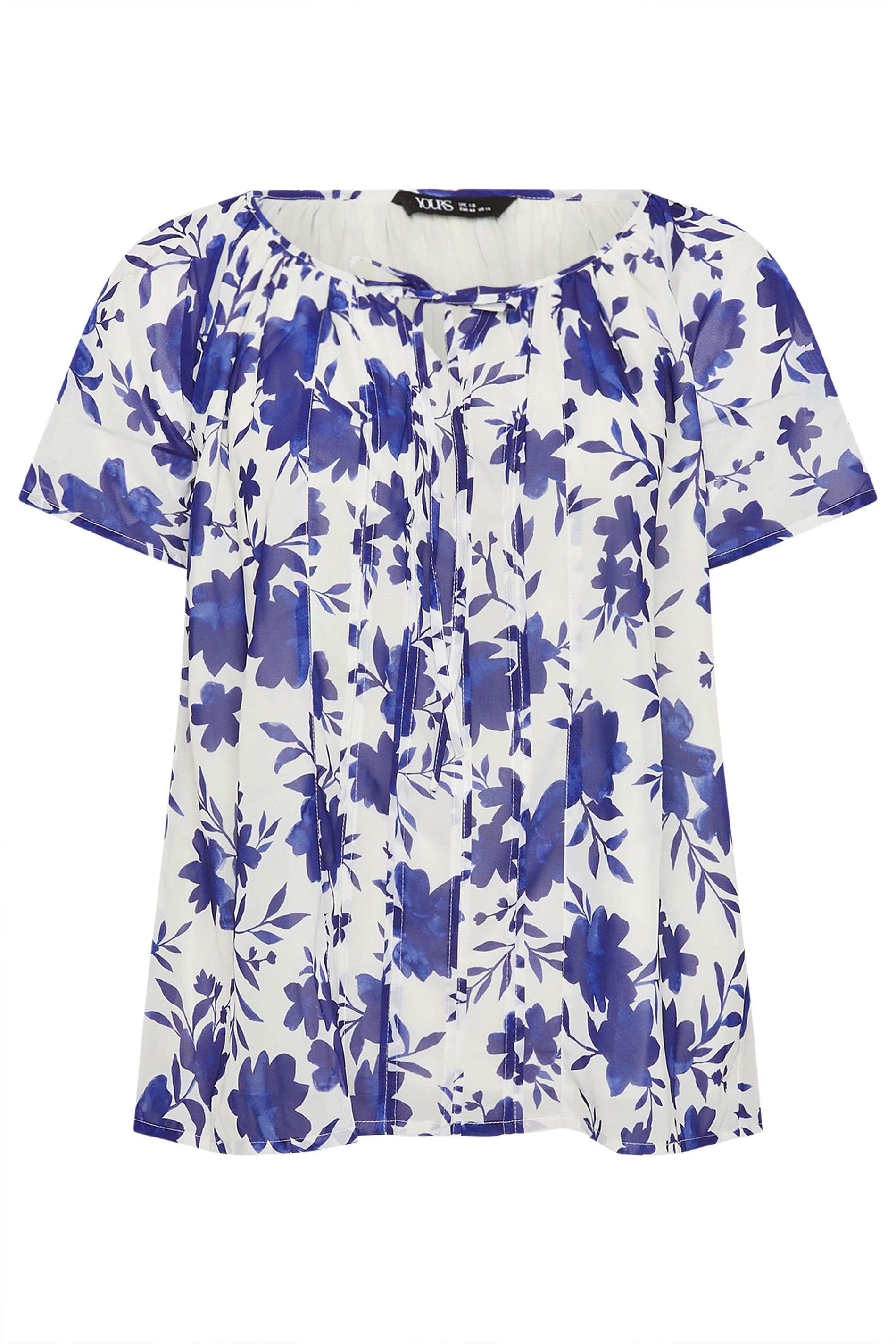 Yours Floral Short Sleeve Pintuck Blouse