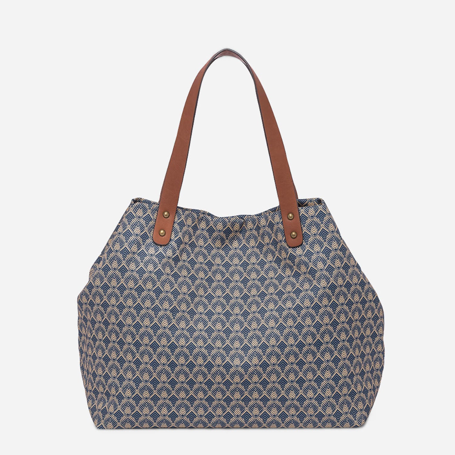 Sac cabas bleu à imprimé minimaliste