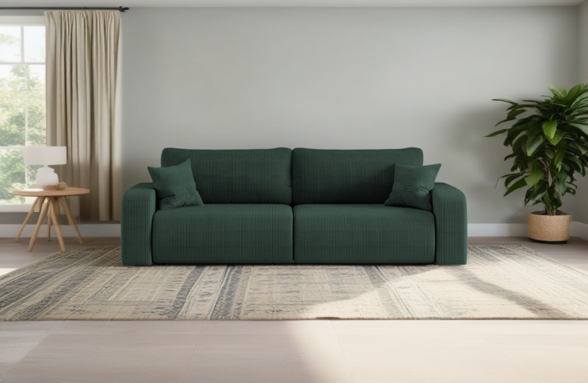 Sofa rozkładana MILANO z pojemnikiem na pościel tkanina Poso Zielony