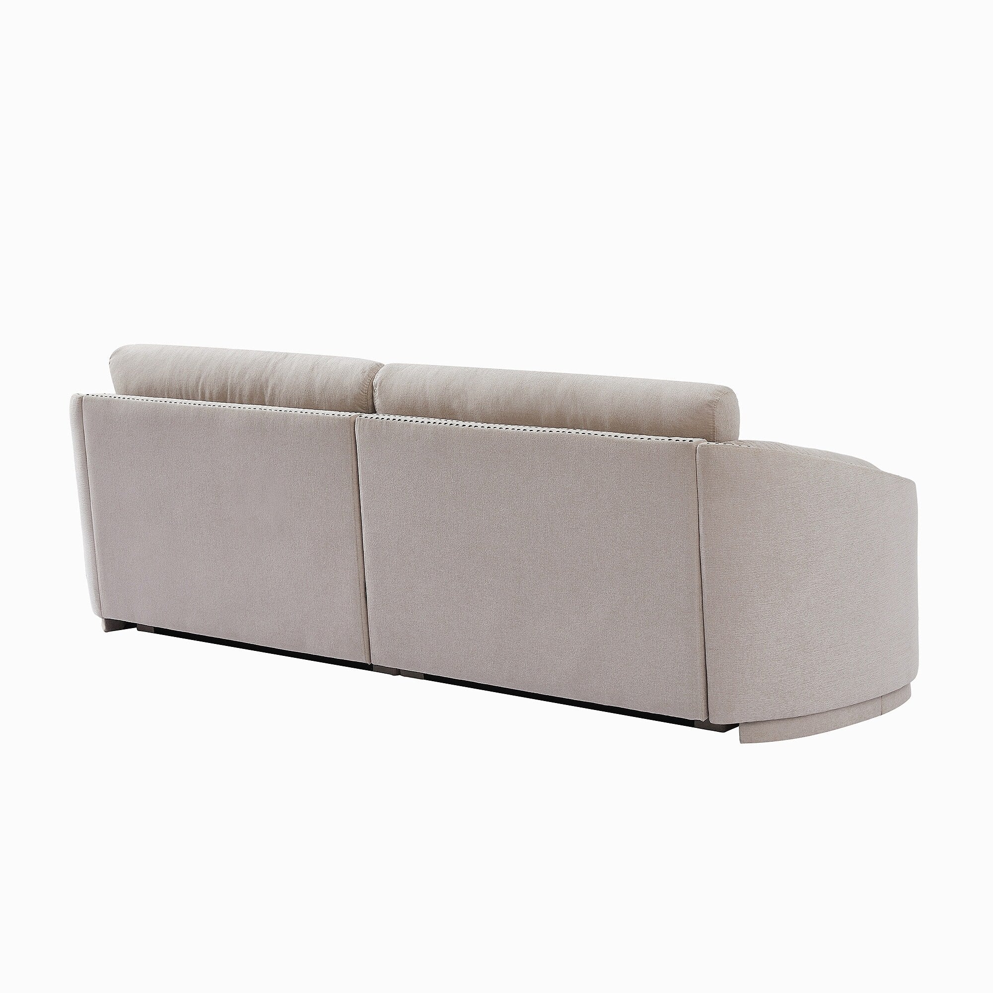 Sofa with Semilunar Arm, Rivet Detailing, and Solid Frame