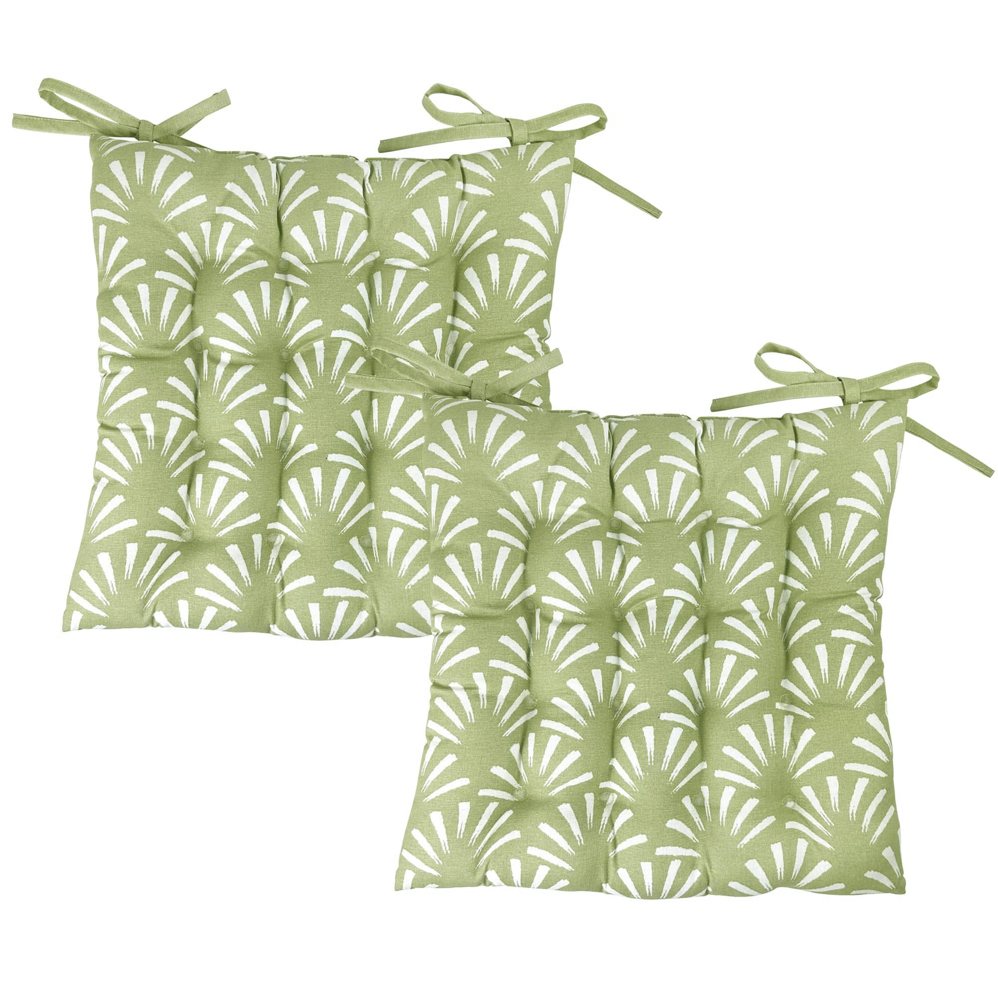 LUBERON - Lot de 2 galettes de chaise verte 40x40 en coton