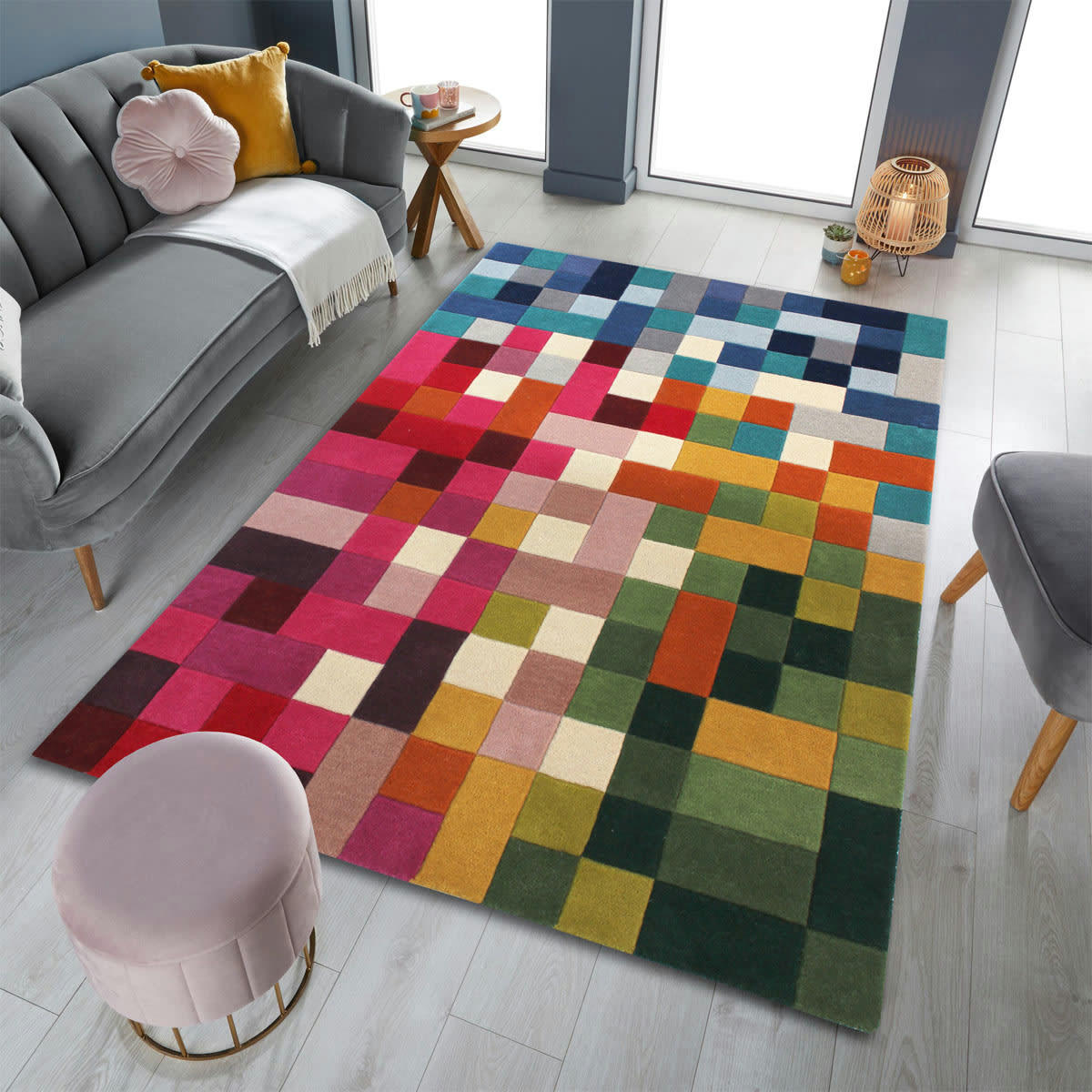 FR DESIGN - LUCEA - Tapis géométrique design en laine multicolore 160x230