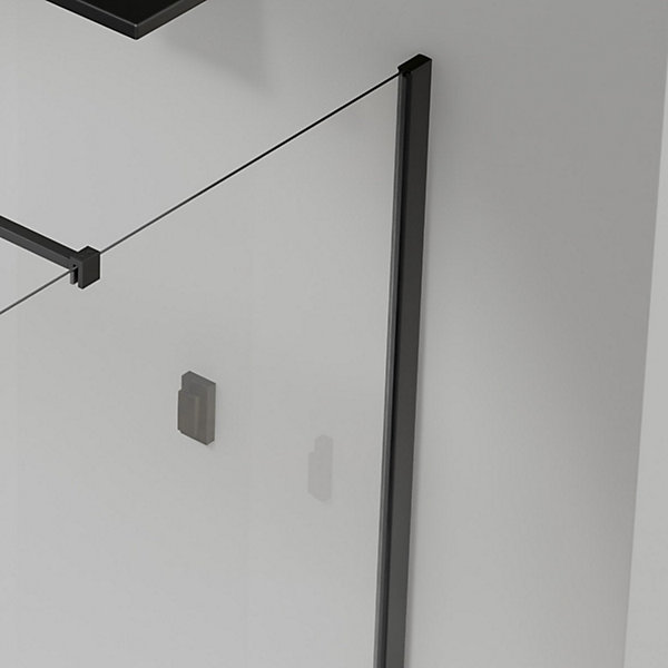Paroi de douche a l italienne 90x200 cmVerre Securit transparentBarre de fixation extensible 73120 cmAluminium noir mat
