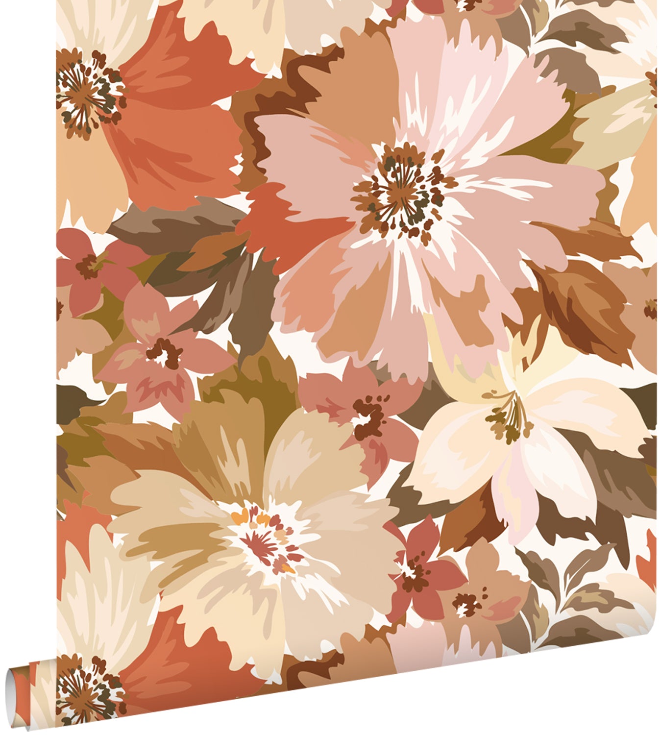 ESTAhome behang bloemen terracotta - 50 x 900 cm - 131265