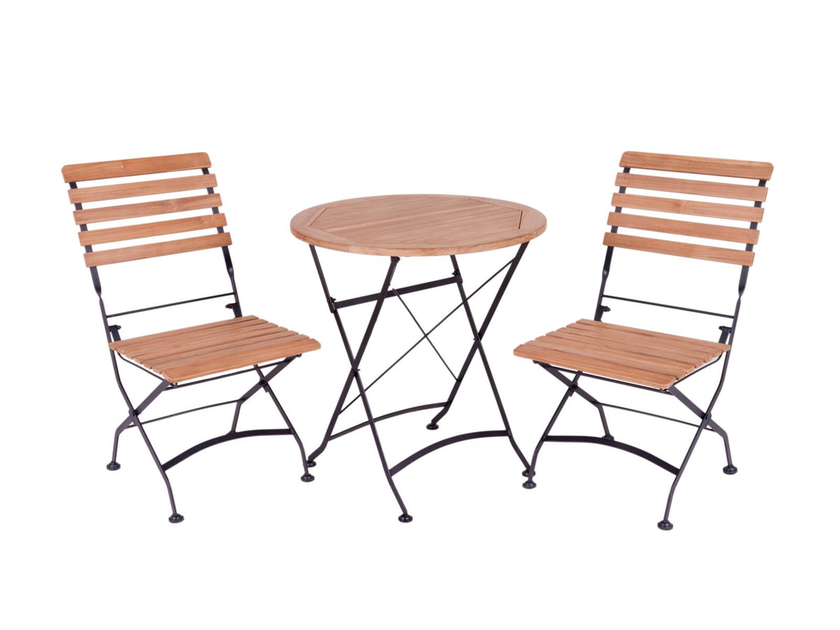 MaximaVida inklapbare ronde acacia bistroset Toscana 70 cm zwart - stoelen zonder armleuning