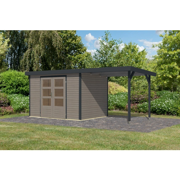 Gartenhaus »Osterby 4 D«, BxHxT: 538 x 209 x 213 cm (Außenmaße inkl. Dachüberstand), Wandstärke 19 mm