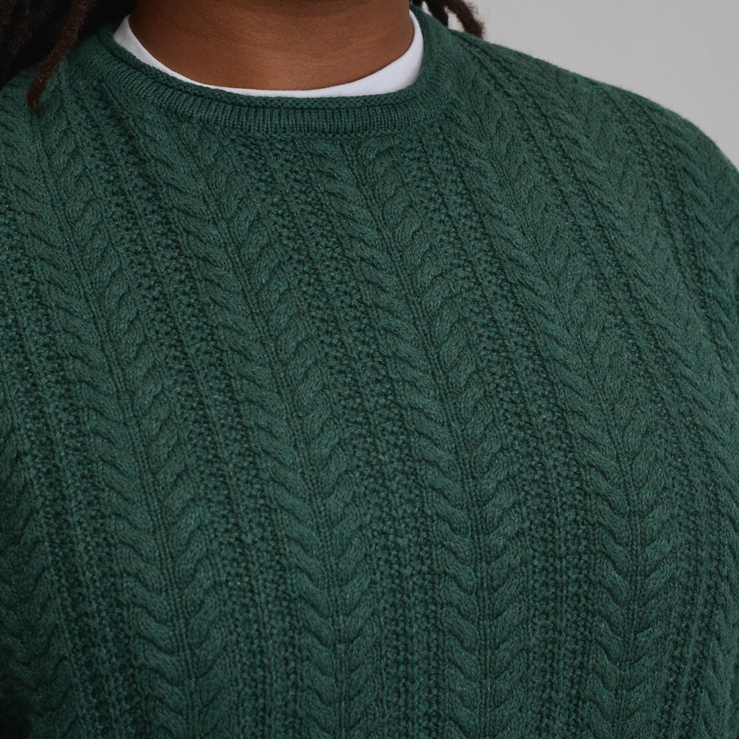 Women's Cotton Cable Crew Sweater