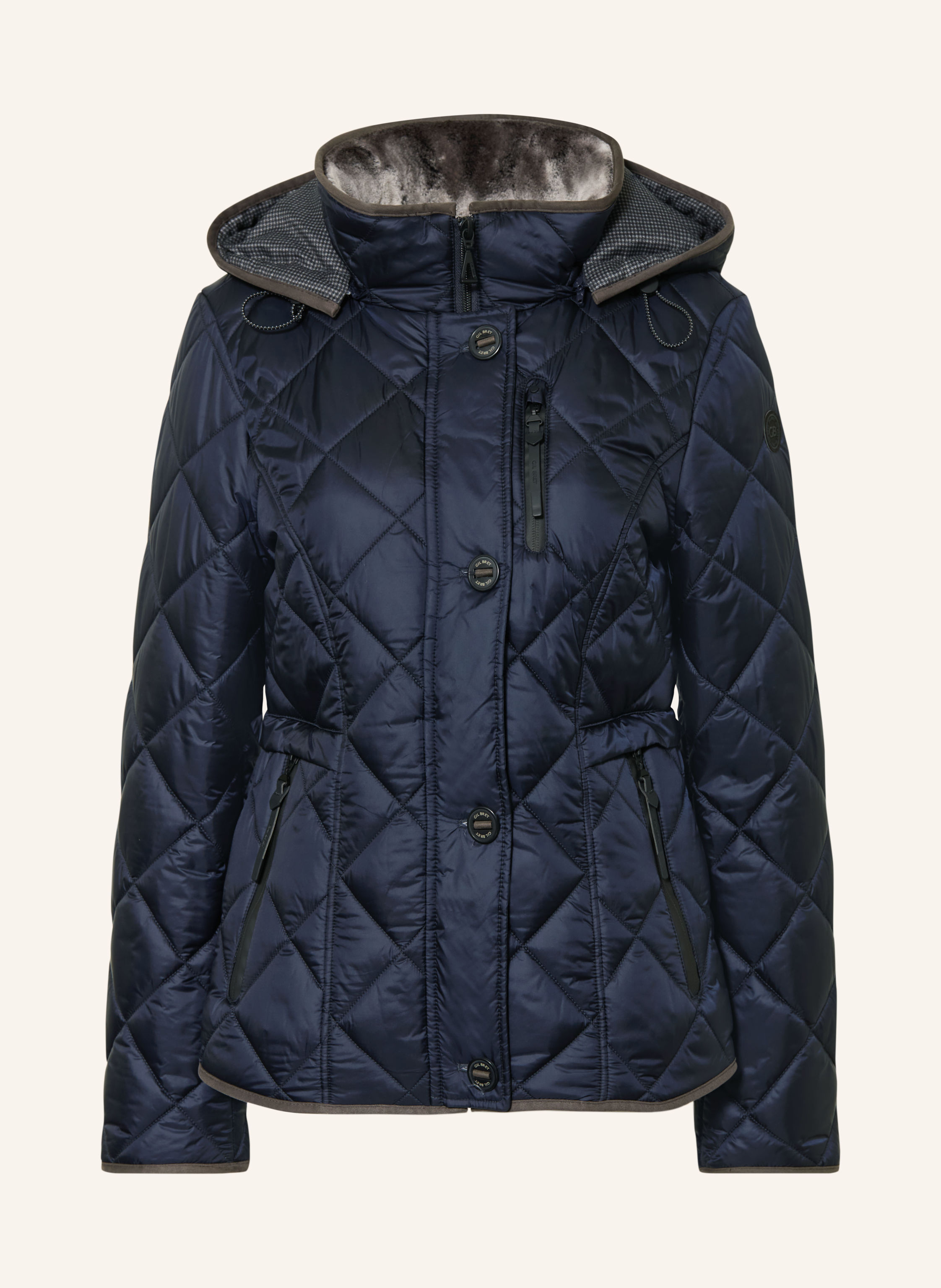 GIL BRET Steppjacke mit Kunstfell und abnehmbarer Kapuze