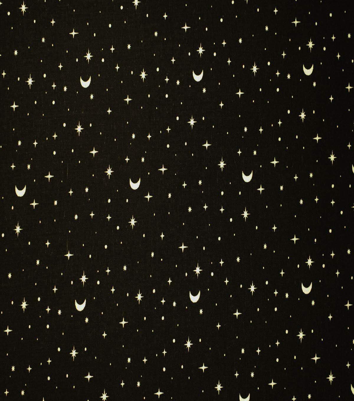 Stars & Moons on Black Cotton Fabric by Quilter's Showcase