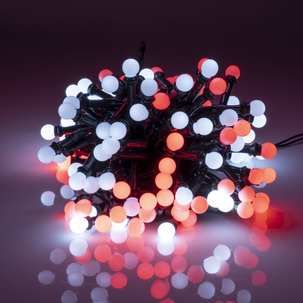 Guirlande lumineuse de No&euml;l 120LED bulbe rouge et blanc L1190cm
