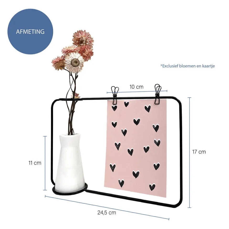 QUVIO Fotoframe met vaasje - Zwart en wit