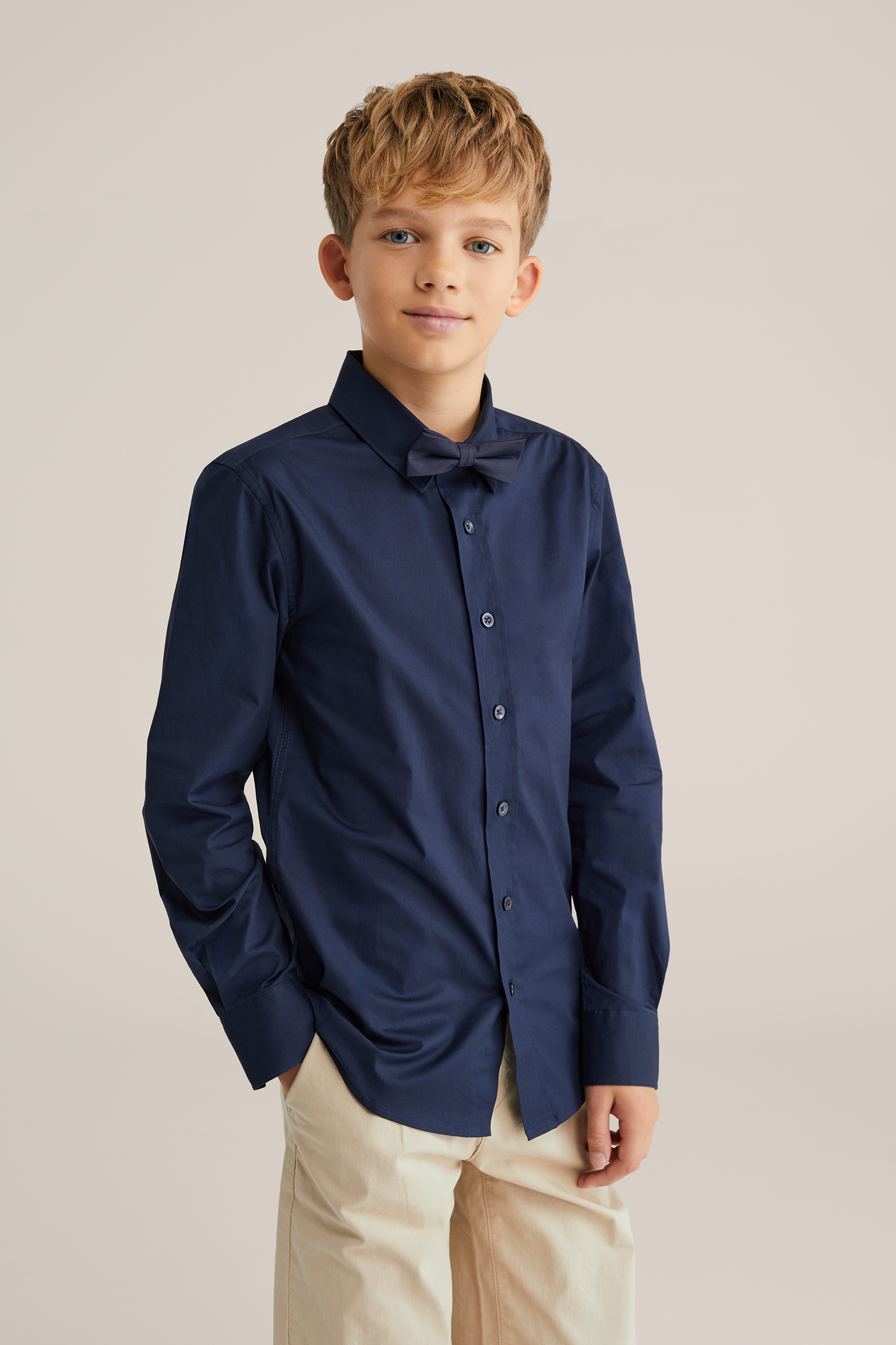 Jongens overhemd met afneembare vlinderdas