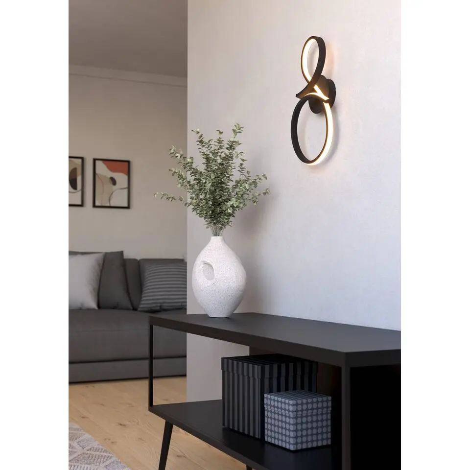 EGLO Serpins Wandlamp - LED - 40 cm - Zwart/Wit