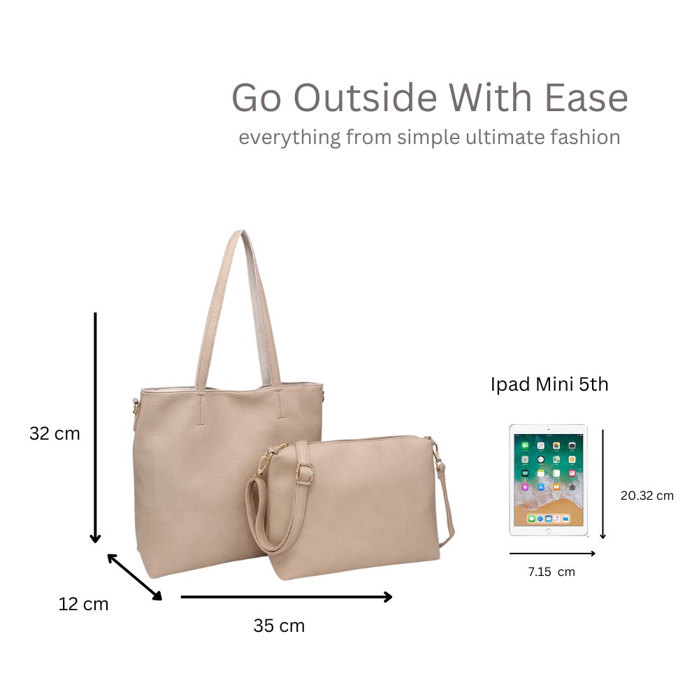 Kitise 2in1 Large Handle Resersable Tote Bag with Crossbody Purse Handbag
