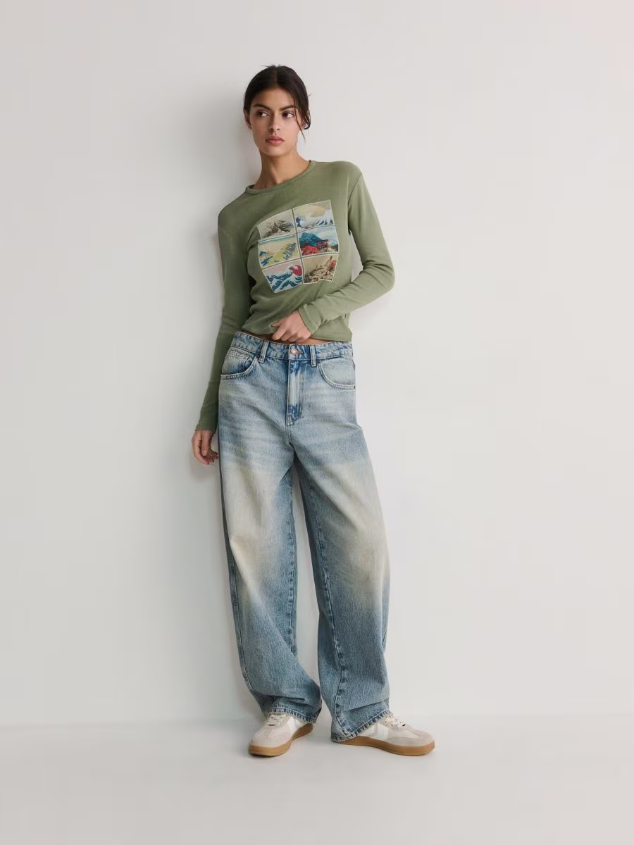 Long Sleeve T-Shirt With Wash-Effect Print