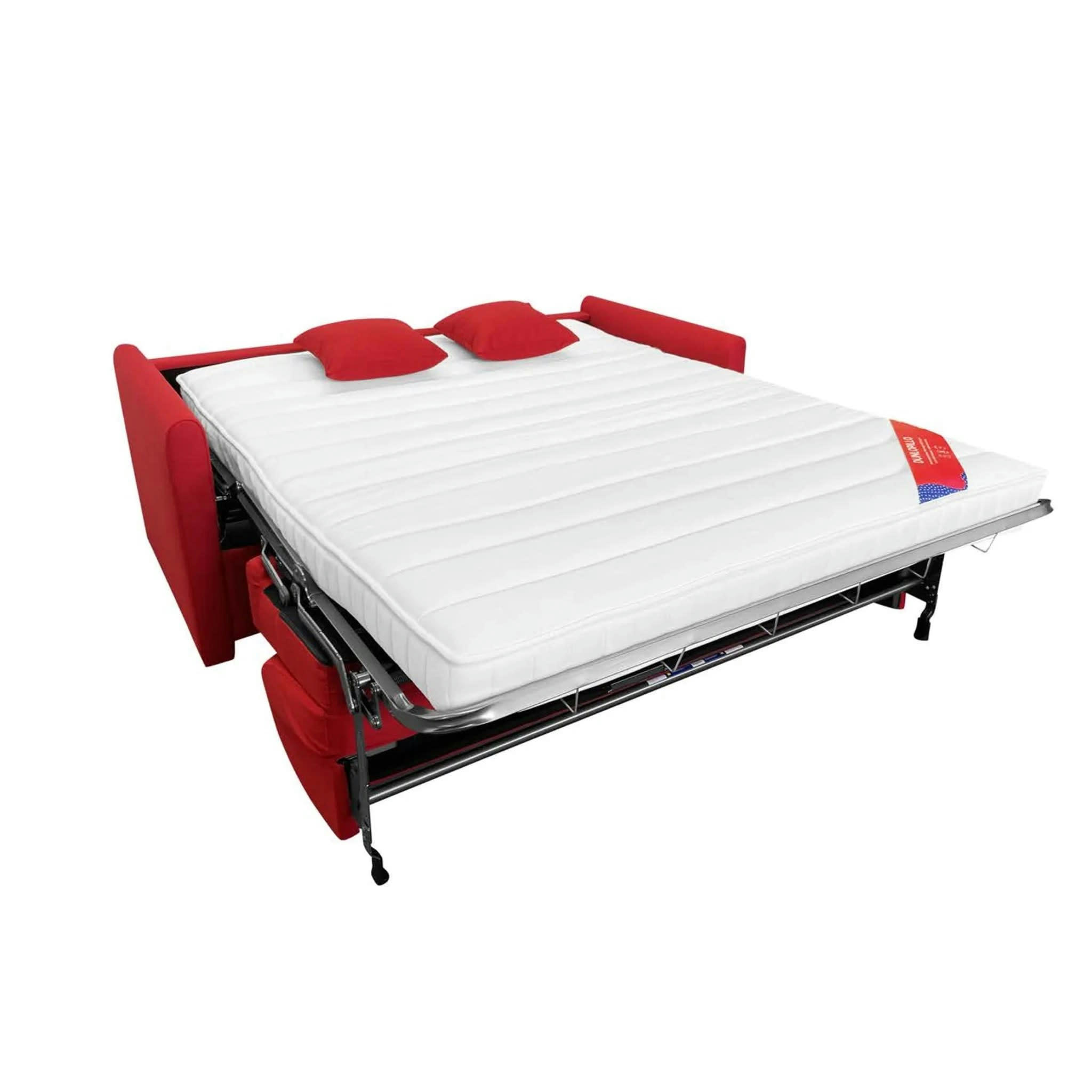 RUBY - Canapé droit convertible 3 places en tissu rouge