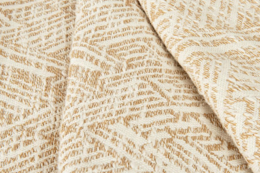 GENEVE - Plaid en coton et acrylique écru et beige 130x170