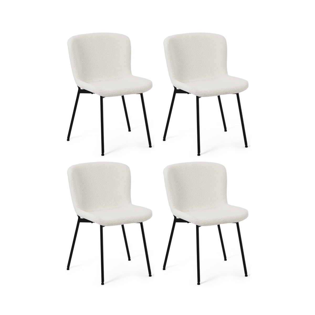 Furnhouse eetkamerstoelen armleuning Teddy - Crème wit - Stof (Bouclé) - Set van 4