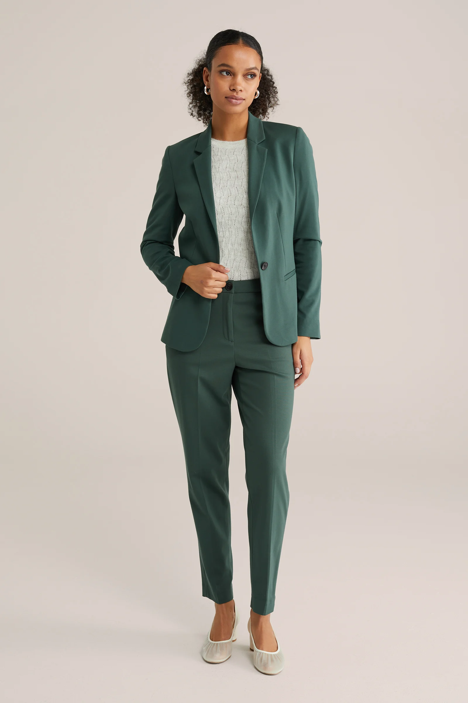 Dames slim fit jersey pantalon met stretch