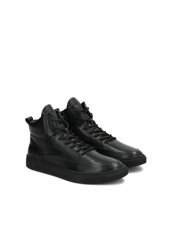 Black sneakers with zipper and lacing