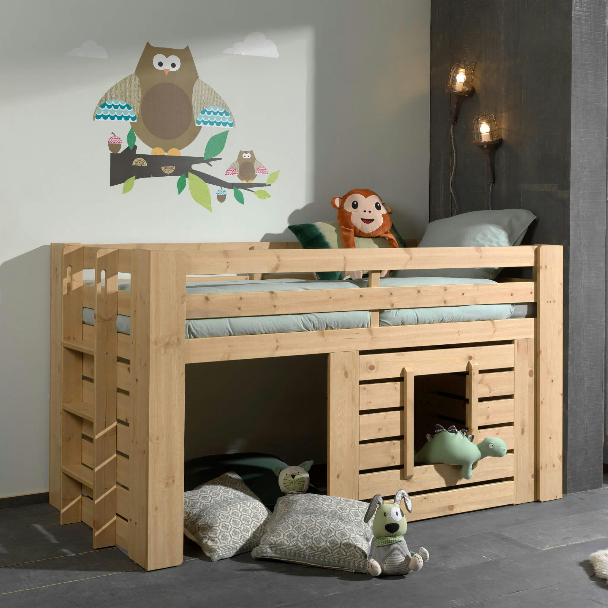 - Lit enfant compact en bois massif 90x200