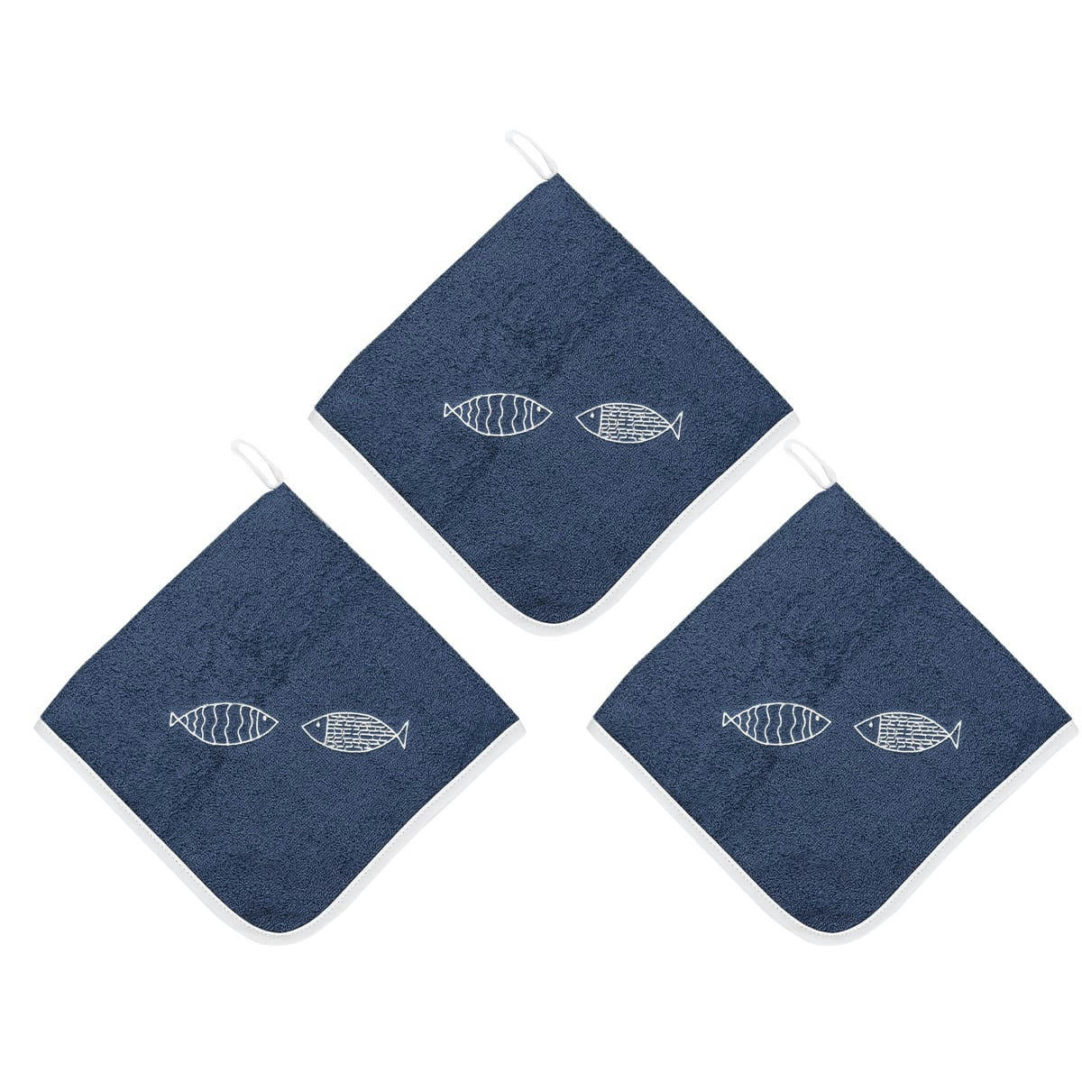 PACIFIQUE - Lot de 3 torchons carrés  indigo 50x50 cm
