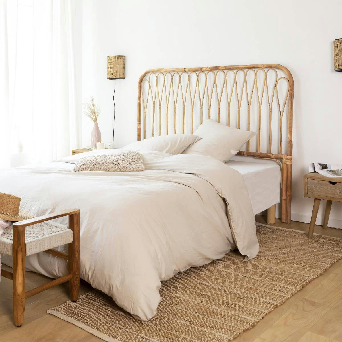 RATTAN - Tête de lit en rotin marron 160 cm