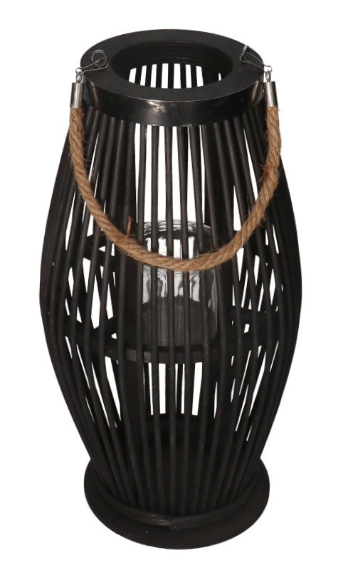 Lampion Bambusowy Rattanowy Latarnia 50 Cm Czarny