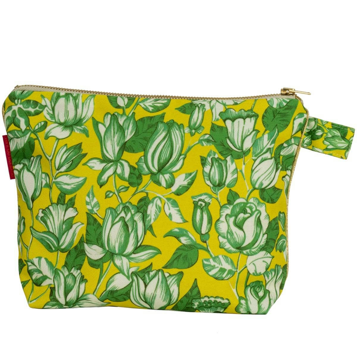 APONI - Pochette en toile outdoor imprimé fleuri jaune 19x28cm