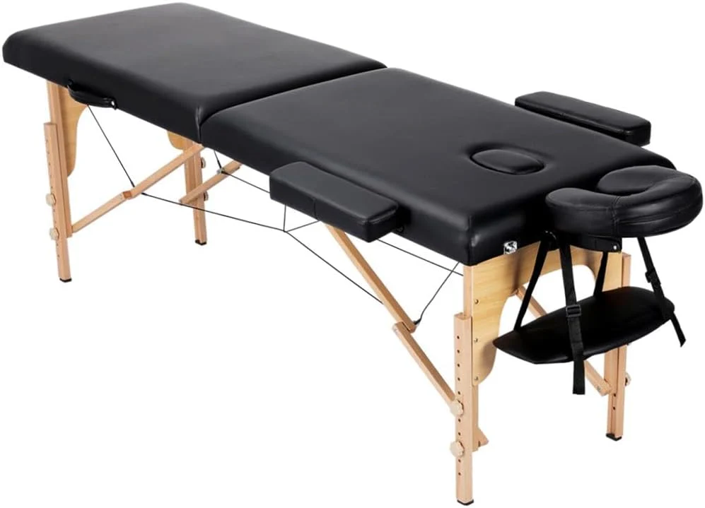 Massage Table Lash Bed Portable Massage Spa Bed Beauty Tattoo Table Adjustable for Eyelash Tech Physical Therapy Couch, Black(Black/23 inch width)