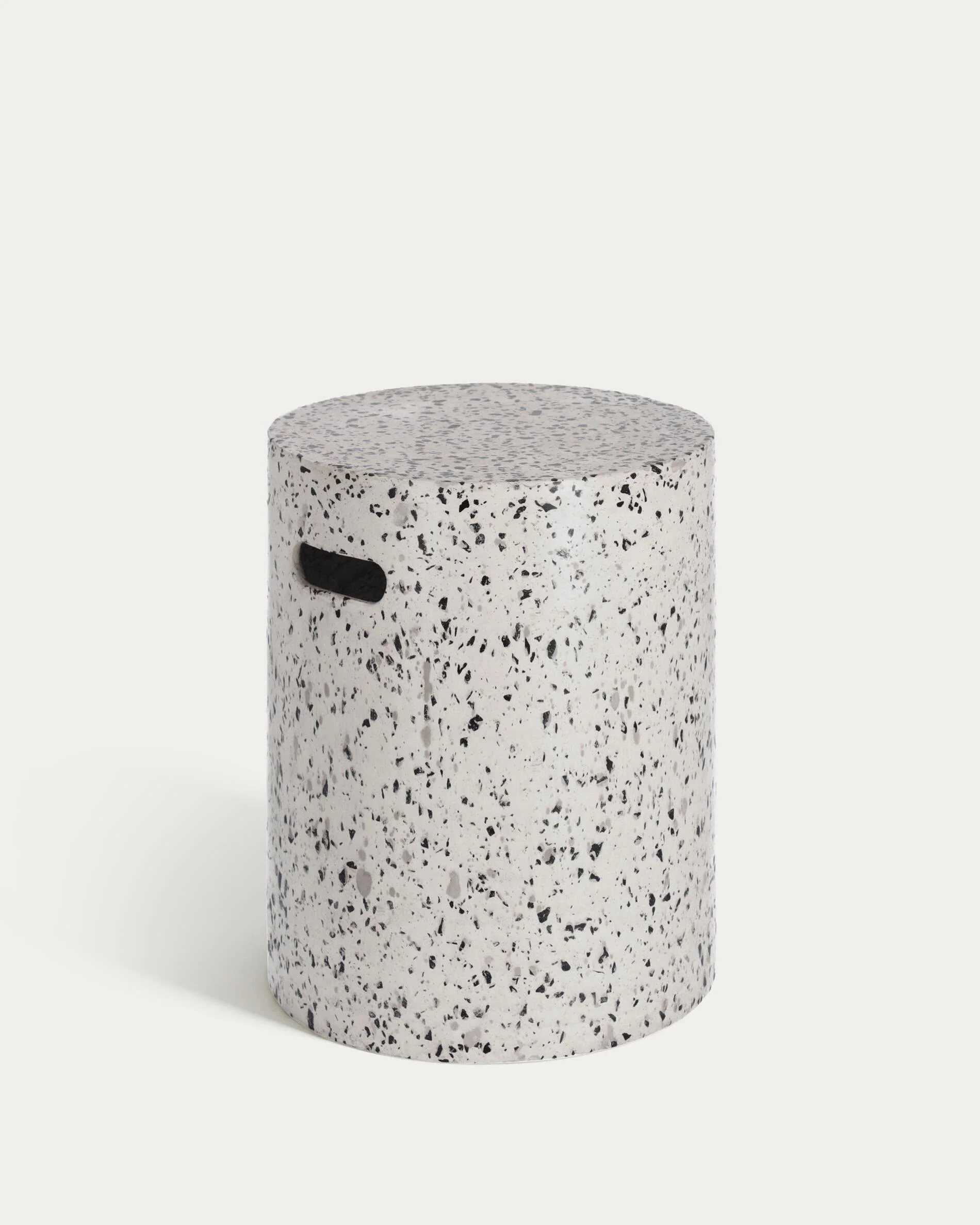 Jenell outdoor terrazzo footrest in white, Ø 35 cm