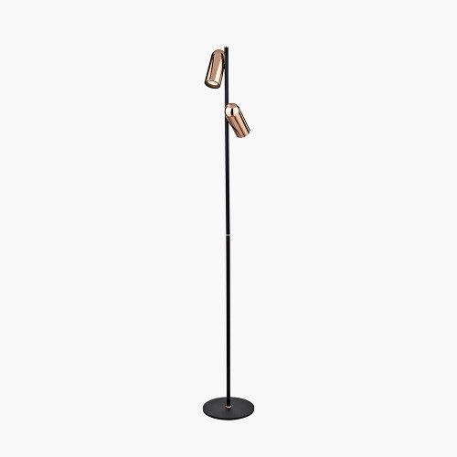 Ruma Black and Rose Gold Metal LED Floor Lamp