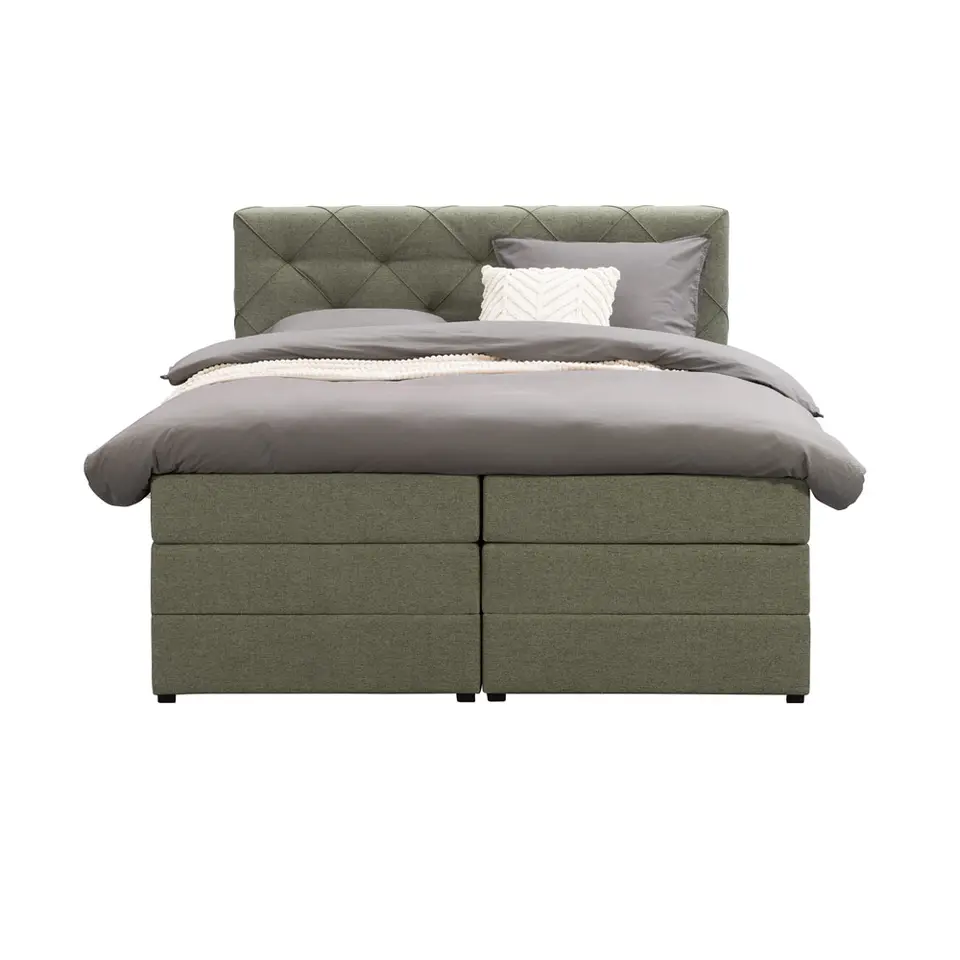 Boxspring met opbergruimte Liv geruit - groen - 180x200 cm