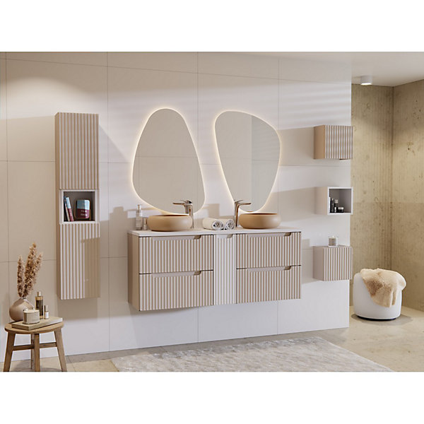 Meuble sous vasque VANO 60 cm2 tiroirsMarron CongoFinition mat élégante