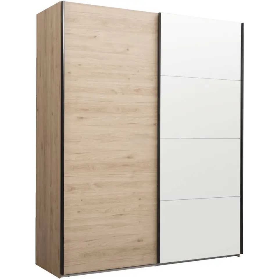 Schuifdeurkast Bergamo - eikenkleur/spiegel - 221x178,5x66,6 cm