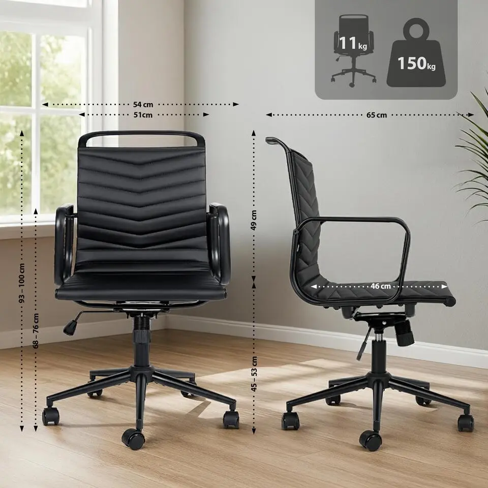 CLP Bureaustoel Bakers zwart Frame - Kunstleer - zwart