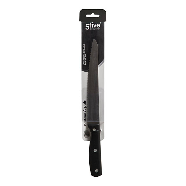 Couteau à pain inox - lame 20cm Essentiel Black - 5Five