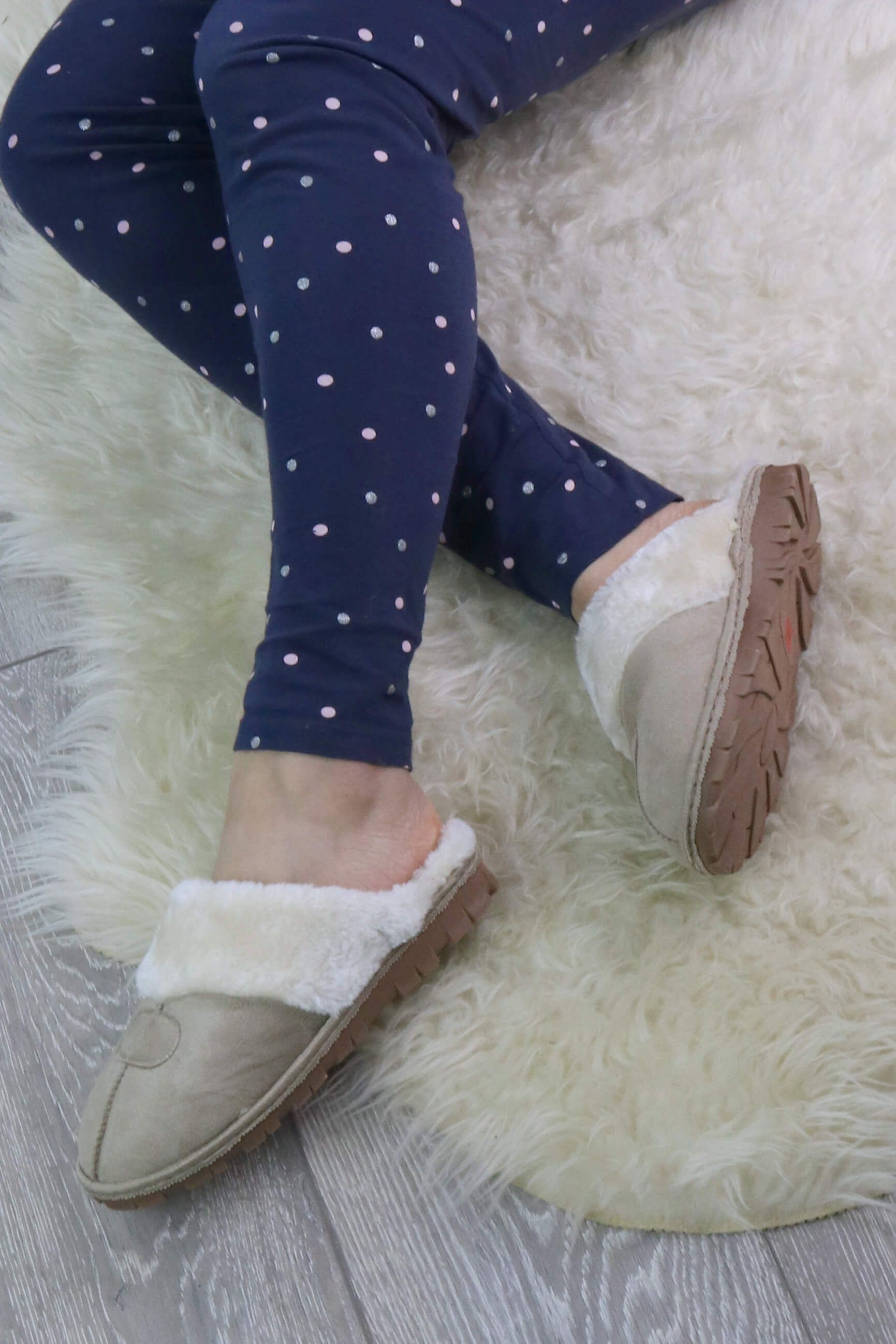 AJVANI Heel Faux Fur Lined Cosy Winter Slippers