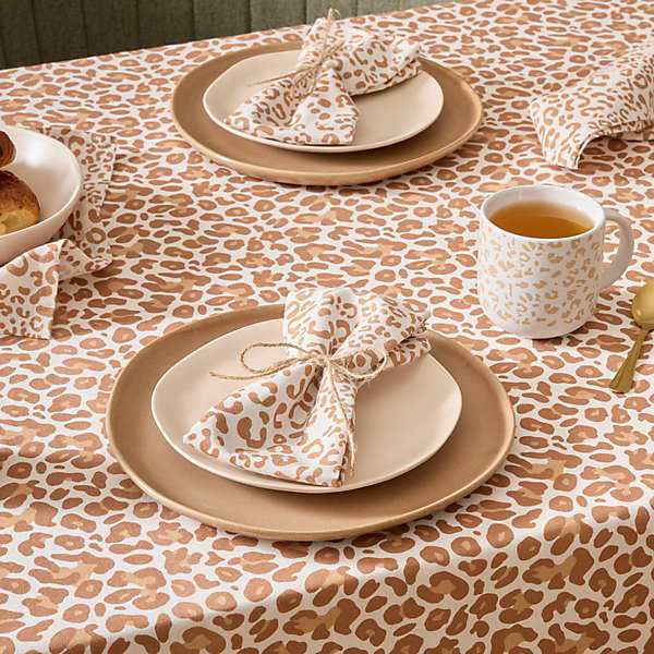 4 serviettes Leopadi beige lin L40xp40xH0,1cm - Atmosphera
