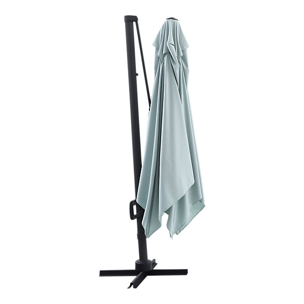 Parasol déporté inclinable carré ouverture manivelle vert d'eau 3 x 3m GoodHome Corby