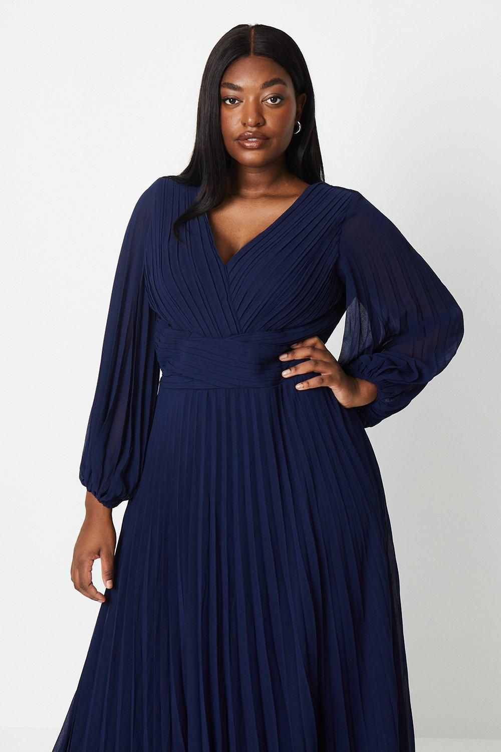 Coast Plus Wrap Front Pleated Georgette Maxi Dress