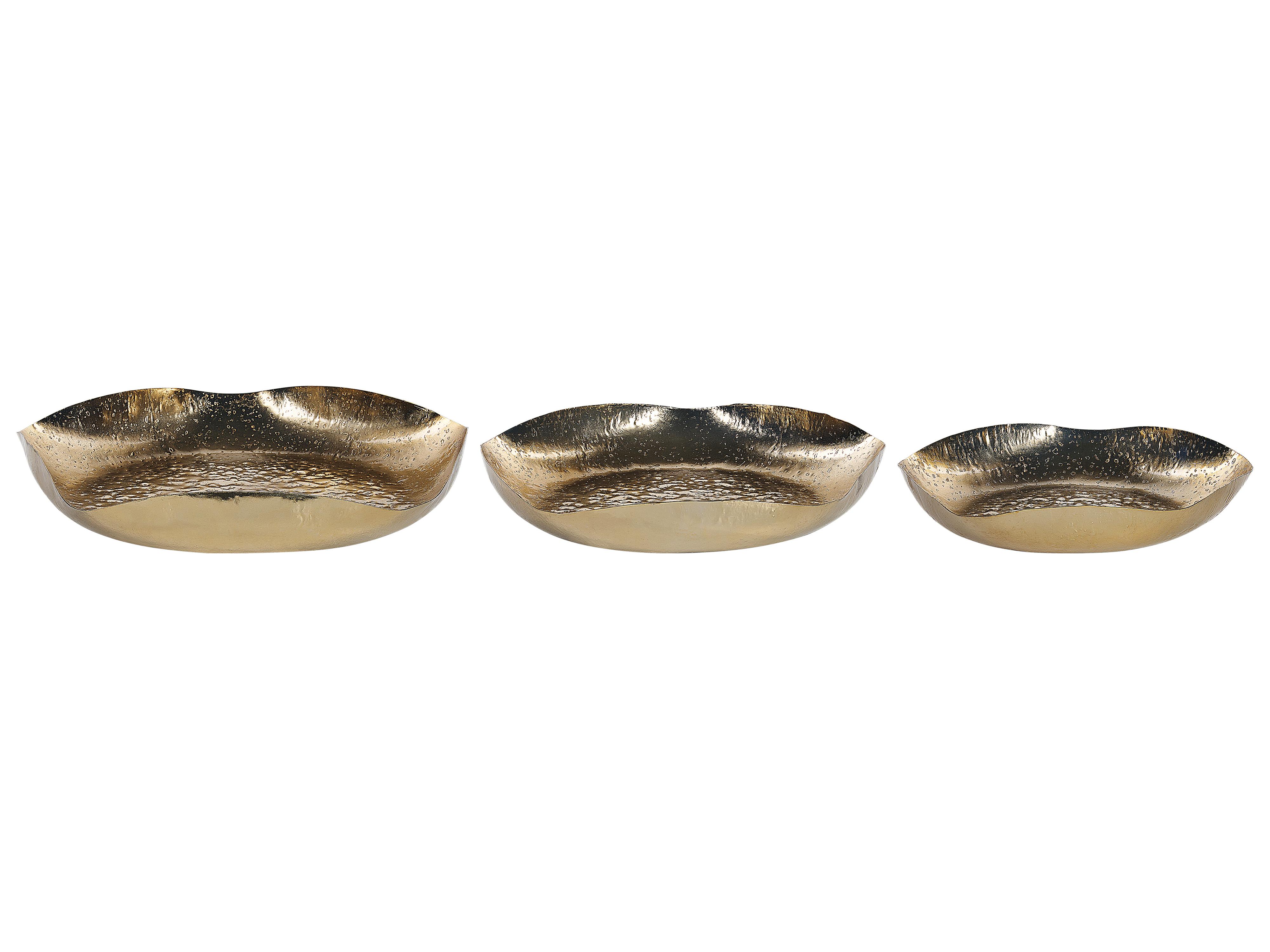 Set of 3 Trinket Dishes UJUNG Metal Gold