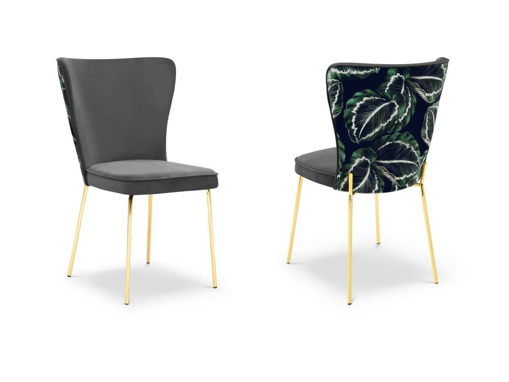 SILENE - Ensemble de 2 chaises 1 place en velours gris foncé