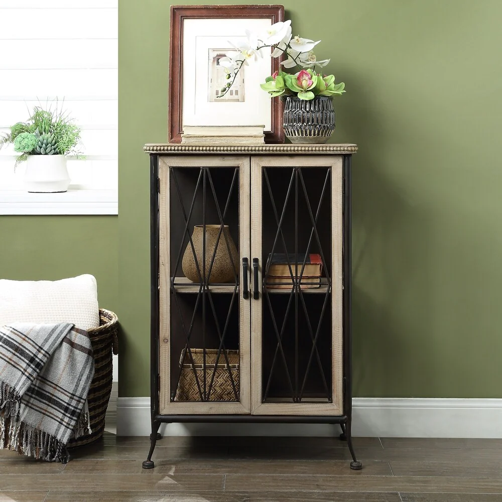 Tamworth Natural and Rustic 2-shelf Cabinet with 2 Swing Doors
